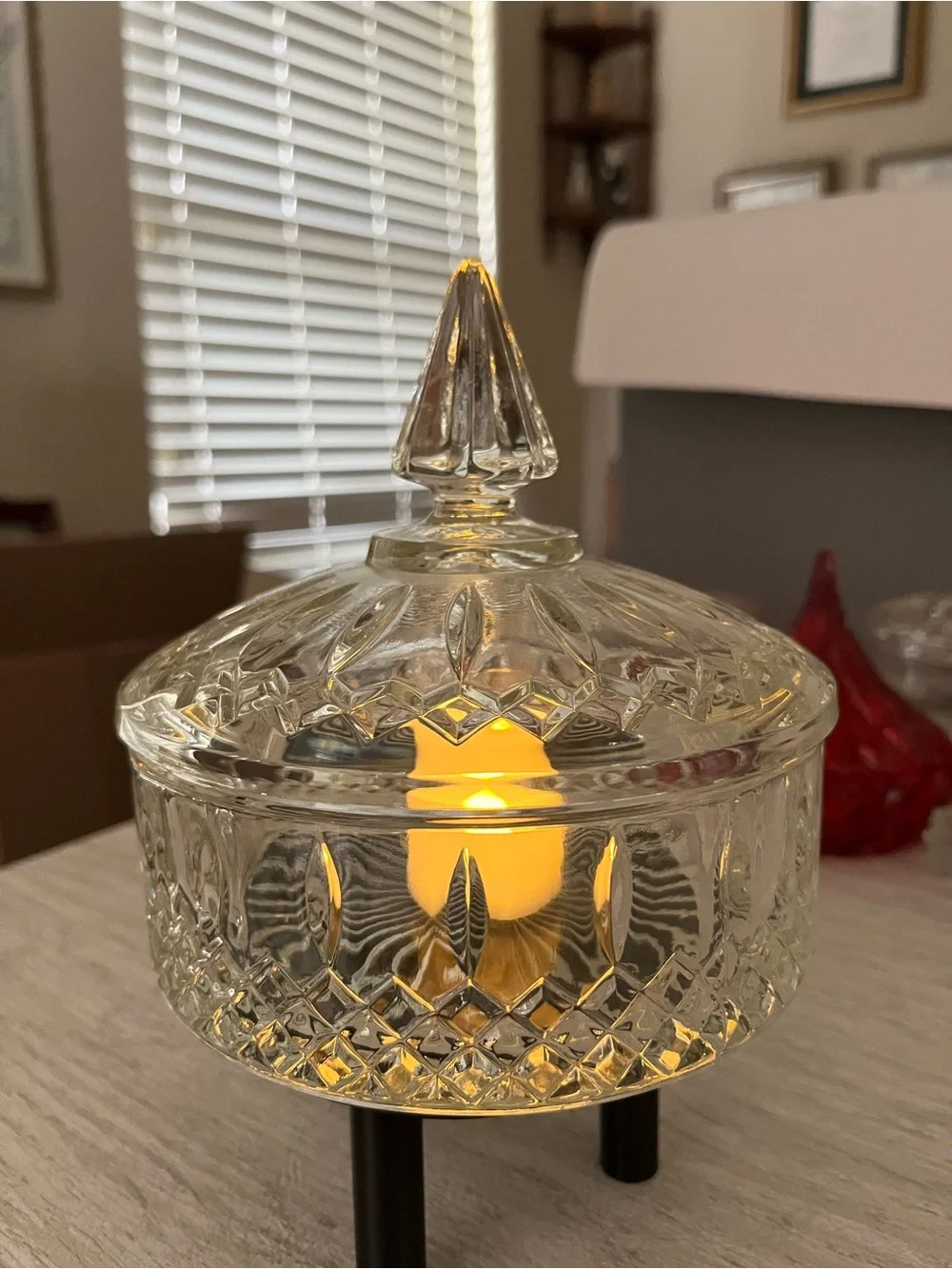 Vintage Indiana Glass Princess Clear Covered Candy Dish Fairy Lamp